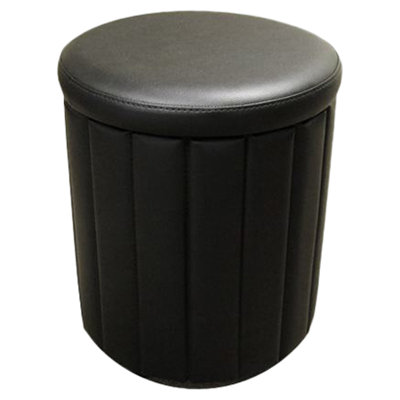 Crossett 36cm Wide Faux Leather Round Pouf Ottoman with Storage