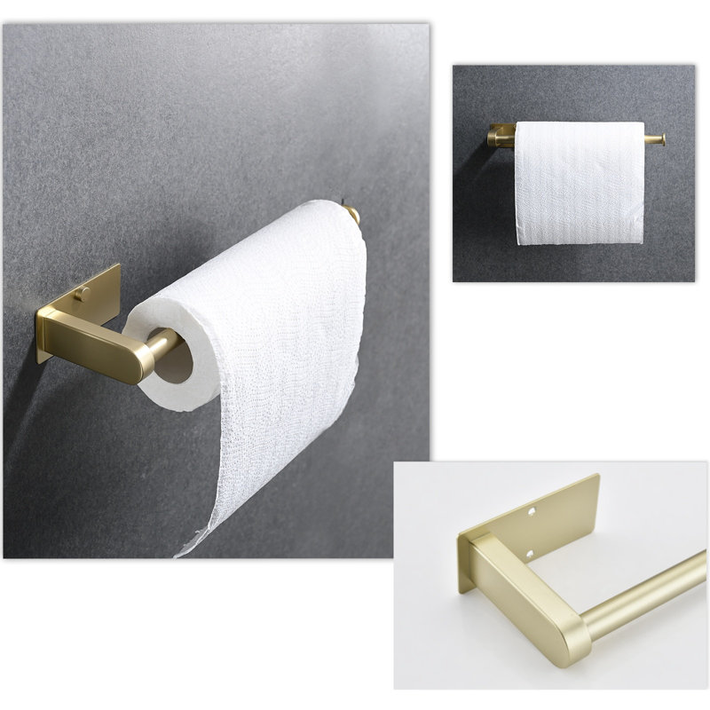 2-Piece Under Cabinet Wall-Mount Paper Towel Holder, Brushed Gold