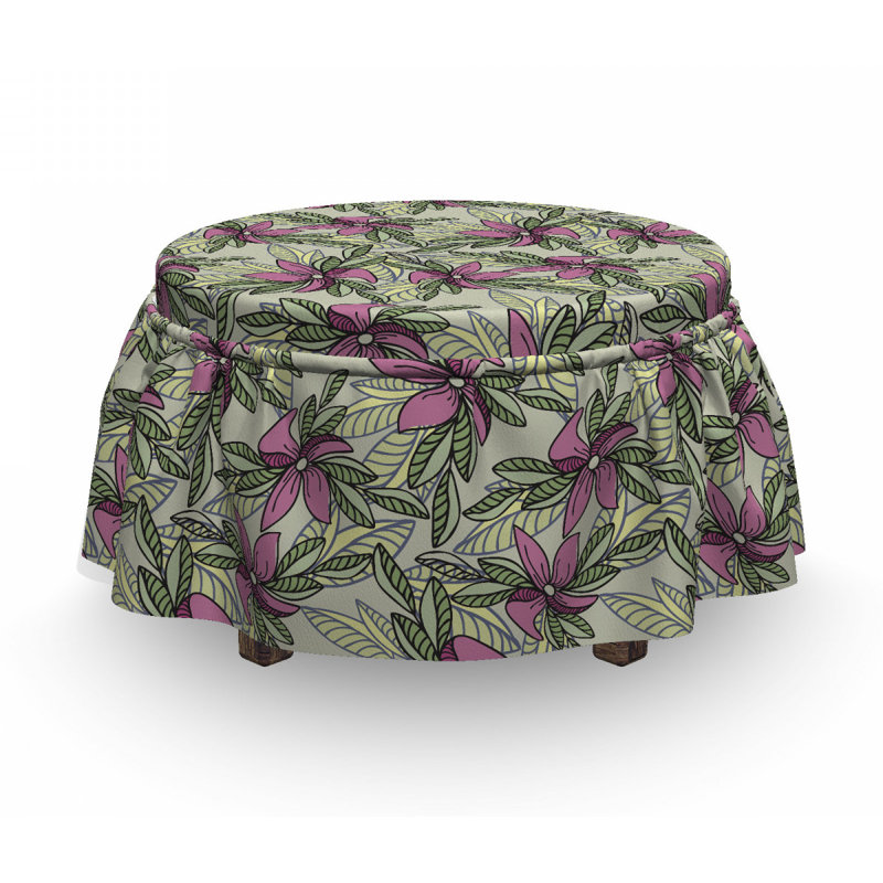 Housse pour repose-pieds fleurs et feuilles