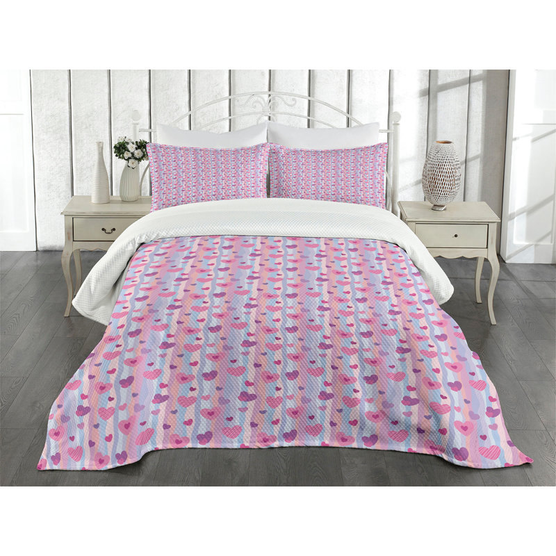 Ambensonne Purple Bedspread Multicolor, King Coverlet/Bedspread + 2 Pillow Shams