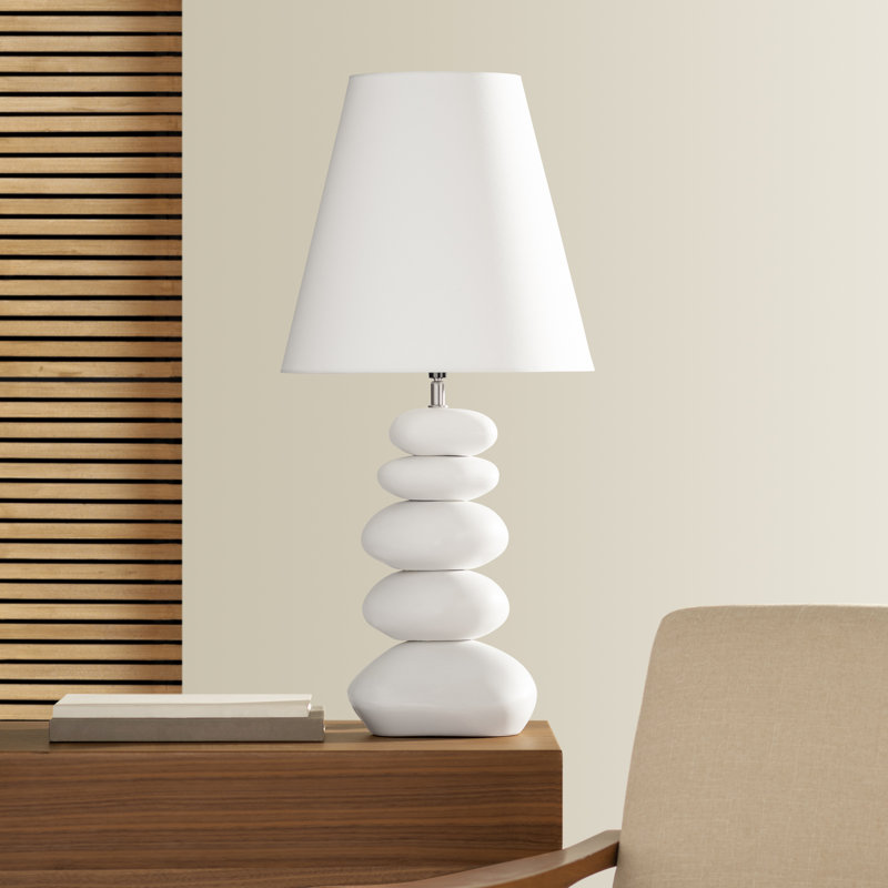 Lampe de table en céramique blanche empilée 27 pouces Oslo