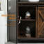 Buffet industriel, armoire de cuisine avec portes de grange coulissantes, armoire à café avec porte-verres à pied, tiroir et tablettes réglables