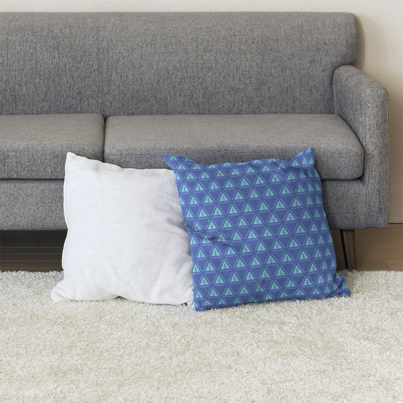 Coussin décoratif à motif d’arbre minimaliste classic Barbra, Bourre en polyester, 40 po x 40 po, Bleu / bleu sarcelle