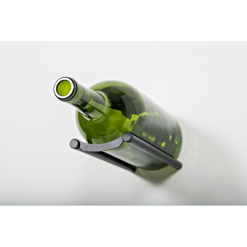 1 bouteille à vin murale et support à verre, Noir mat