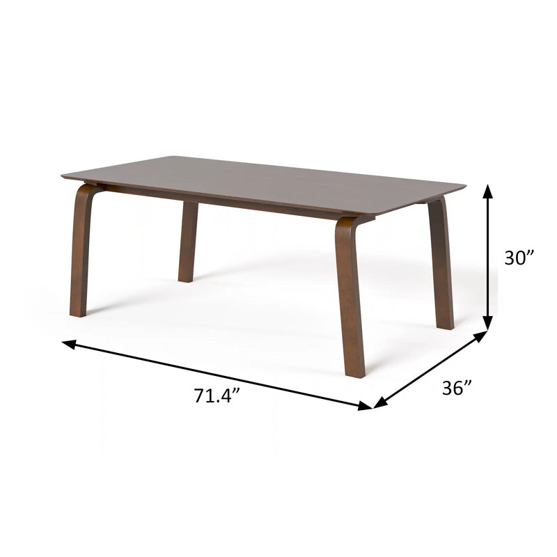 71.4" W Mid-Century Modern Dining Table, Walnut