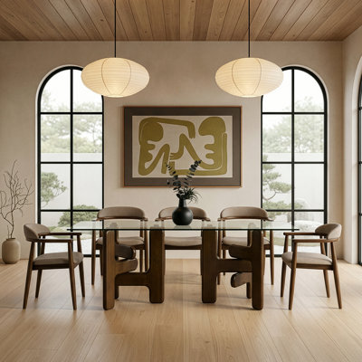 Cohen - Mid-century Modern Tan Fabric + Walnut Dining Chair
