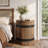 Round Barrel Side Table with Hidden Storage-1603453839