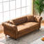 Ensemble de canapé brun en tissu Chesterfield Tech 3 + 3 places, accoudoirs roulés, canapé rembourré Mid Century Modern pour salon, bureau et appartement