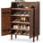 4 Tier Assembled Solid Oak Shoe Cabinet with Shelf-1206076470