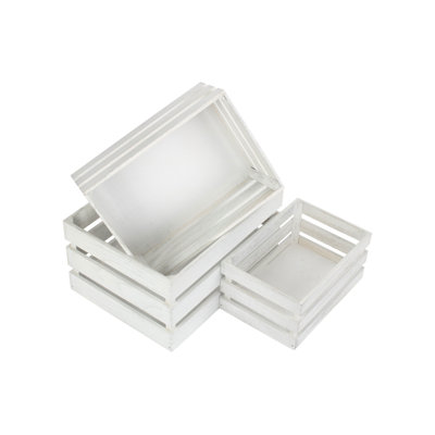 Slatted Manufactured Wood 3 Piece Organiser Box Set