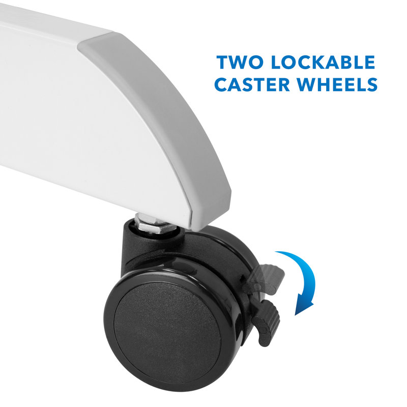 White Adjustable Height Rolling Laptop Cart with Pneumatic Lift