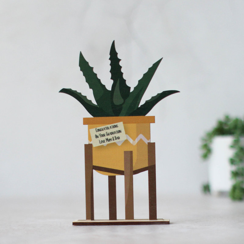 Tutuala Personalised Wooden Card, Aloe Vera, Yes