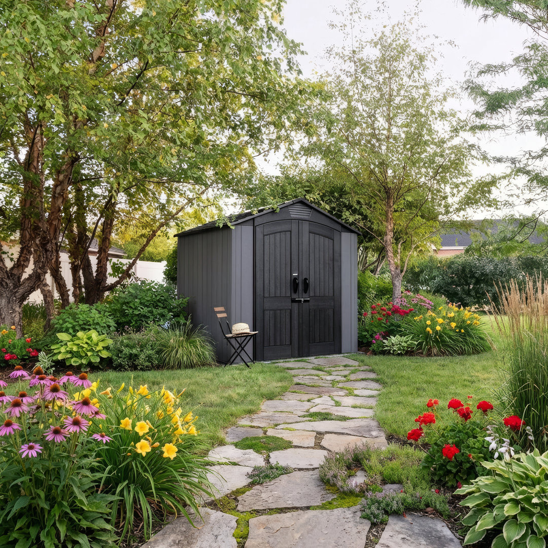 Lifetime Products - 7x7ft Apex Garden Storage Shed - Grey - Image 4