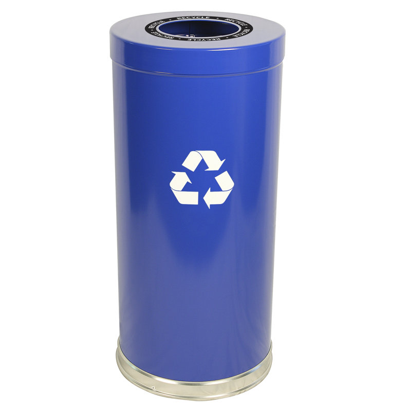 Bac de recyclage en métal, Bleu, 24