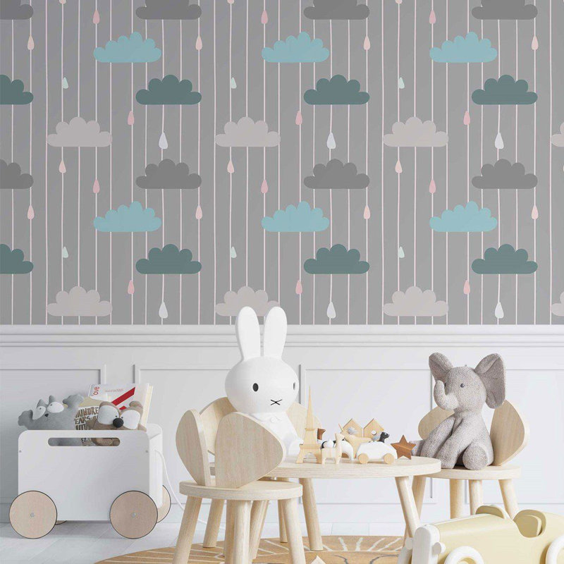 Rouleau de papier peint adhésif Aymée, gris, L 126 po x l 24 po