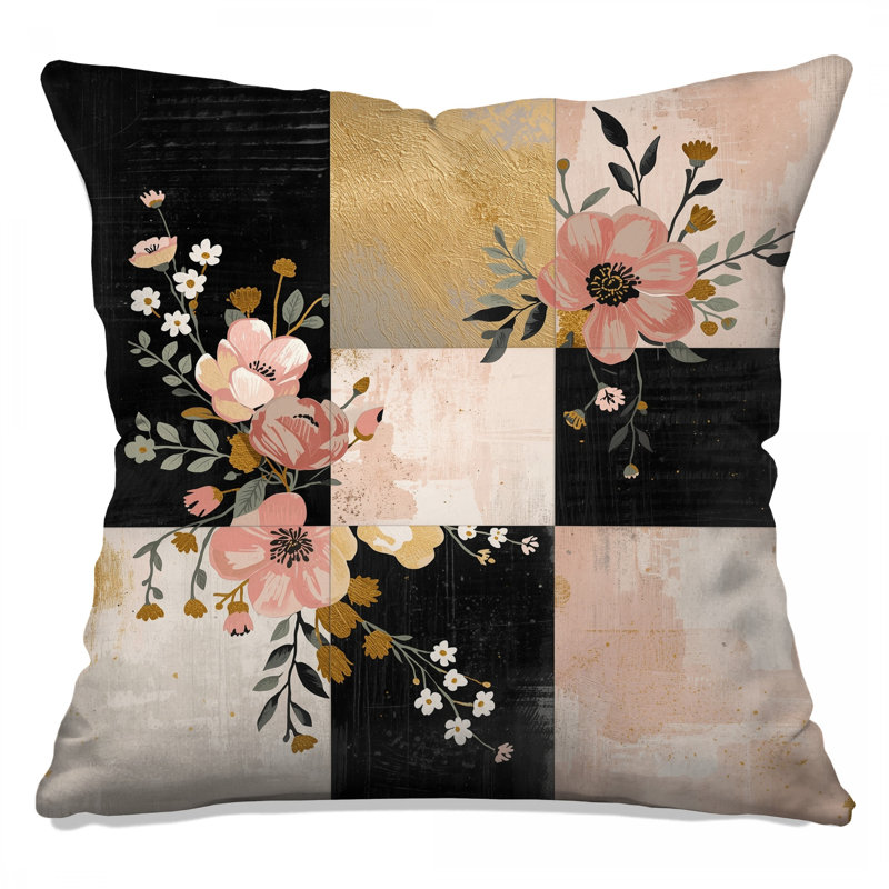 Floral Patchwork Collage Double Sided Throw Pillows, 14 x 14 inches