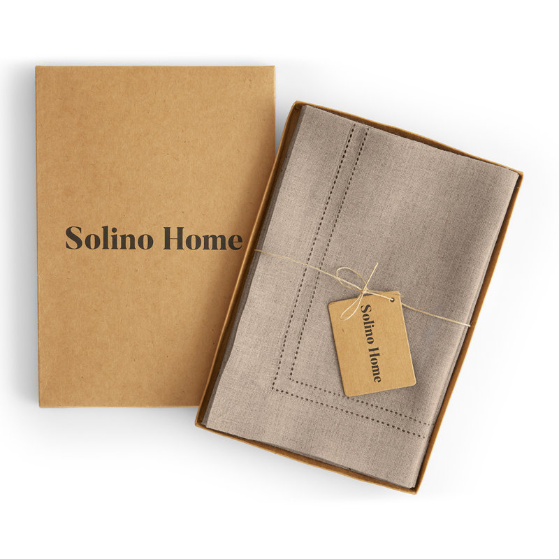 Linen Double Hemstitch - 100% Pue Linen Dinner Napkins, Natural