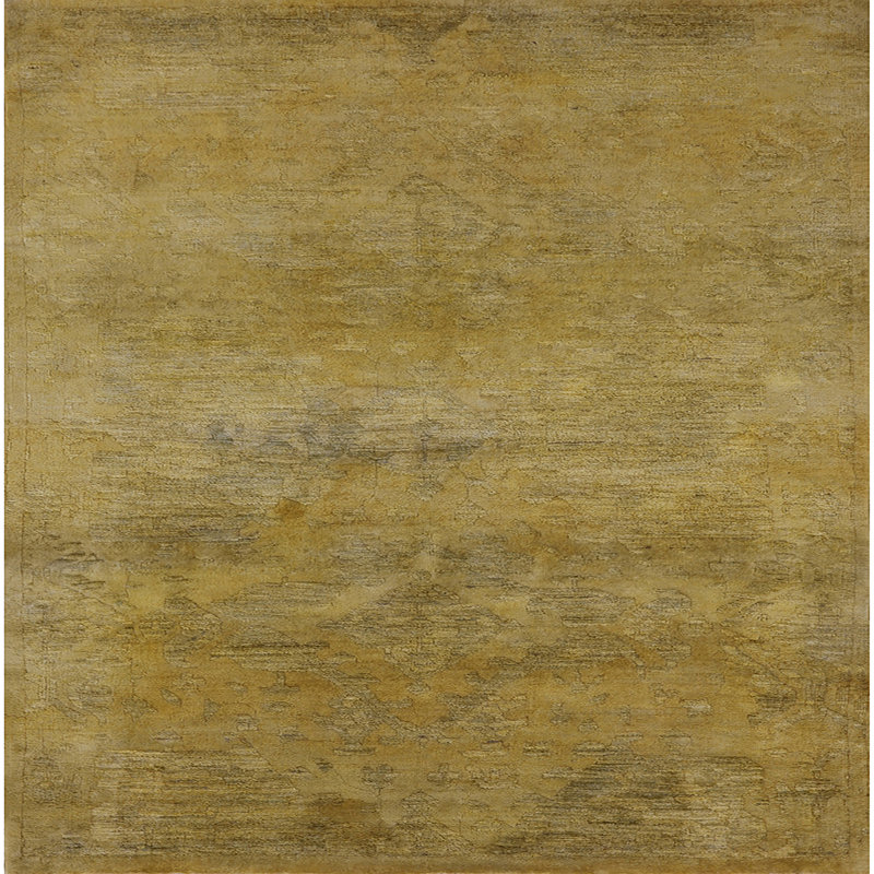 Tapis jaune à motif abstrait Austermann, Carré 3 pi
