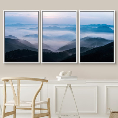 Reproduction d'art sur toile encadrée, aube, lumière du soleil, chaîne de montagnes, nature sauvage, photographie, art moderne, paysage rustique, détente / calme pour le salon, la chambre à coucher, le bureau, reproduction sur toile, 3 pièces
