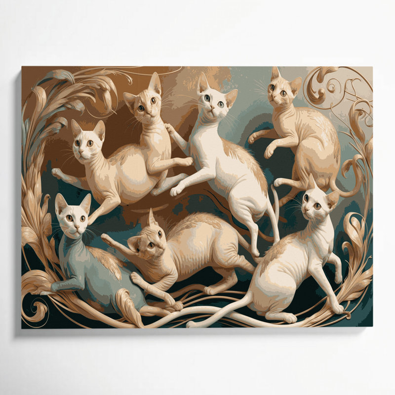 «Cats Minskin», art mural sur toile brune, H 11 po x l 14 po