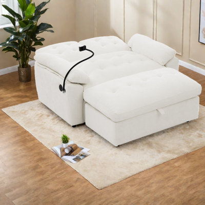 Canapé inclinable moderne avec repose-pieds double beige