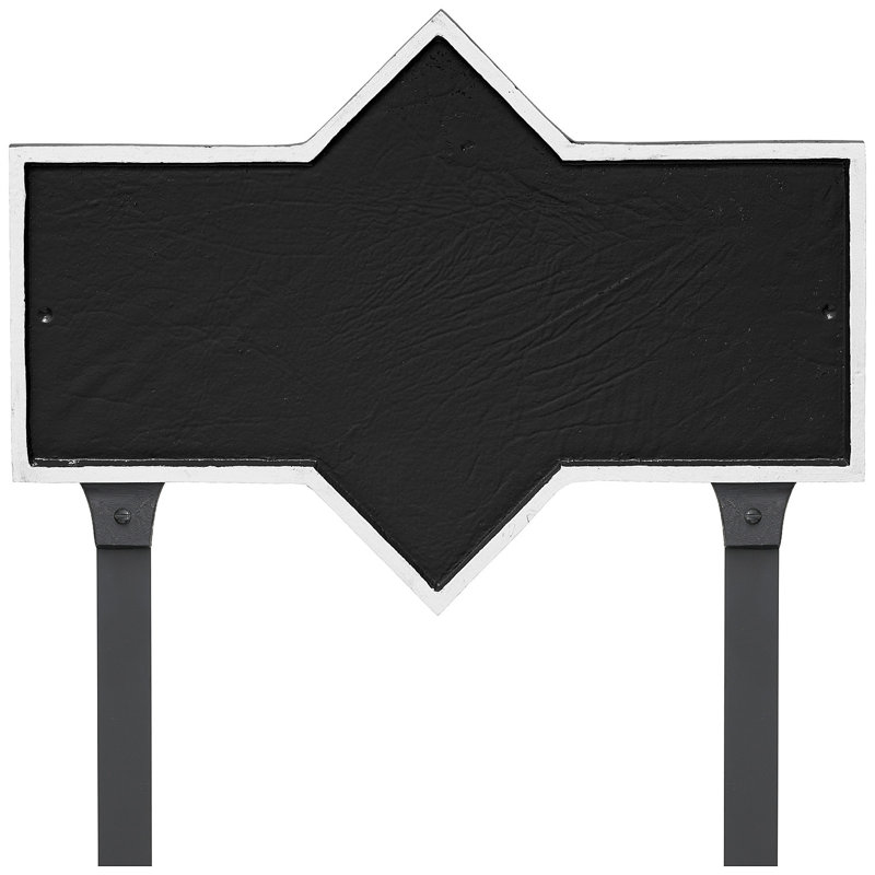 Plaque d'adresse rectangulaire à deux lignes Piedmont, Noir / Blanc, Oui