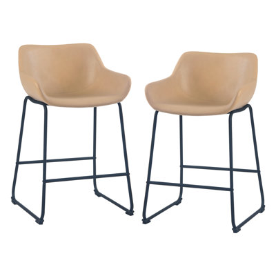 24 Inch Bar Stool with Cushioned Seat & Footrest Sturdy Iron Frame Counter Stool, Ideal for Kitchen Counter and Home Bar
