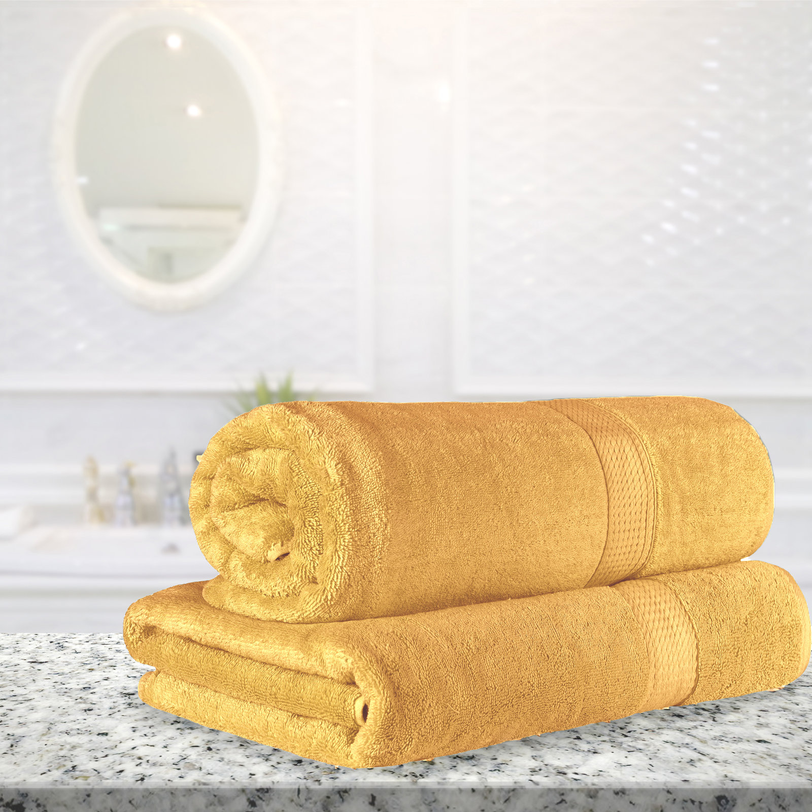 Renata 2-Piece Egyptian Cotton Bath Sheet Set, Gold