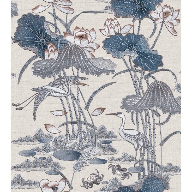Échantillon de papier peint Lotus Pond, Beige