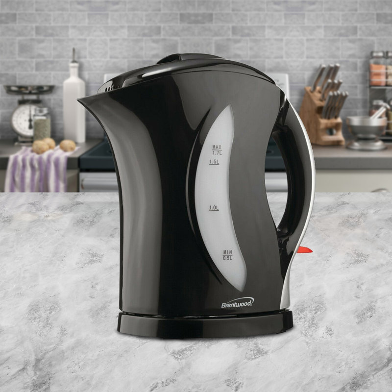 1.7 Liter Black and Silver Cordless Electric Tea Kettle