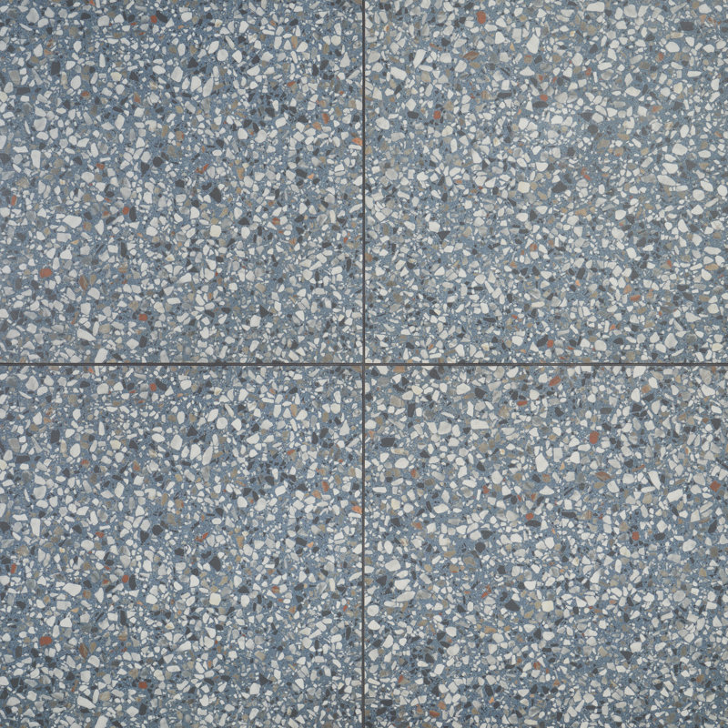 Carreau simple en porcelaine terrazzo 23 "x 23" Bryant, Bleu océan