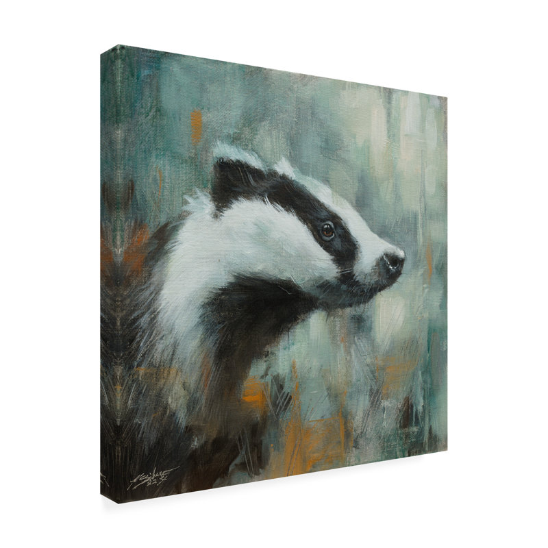 Animals Badger On Canvas Print, 14'' W x 14'' H