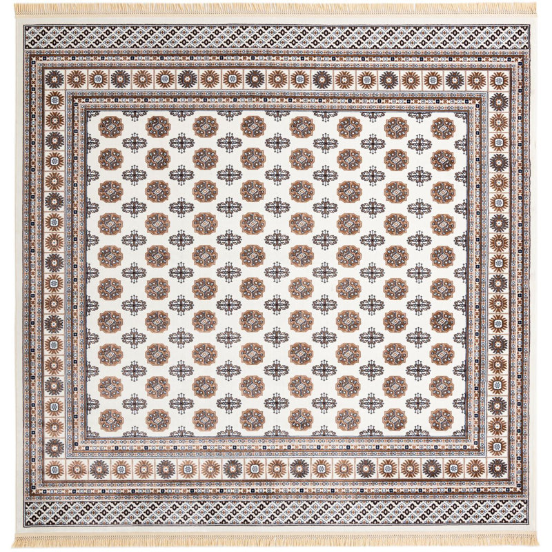 Traditional Hinshaw Area Rug Ivory Color, Square 10'