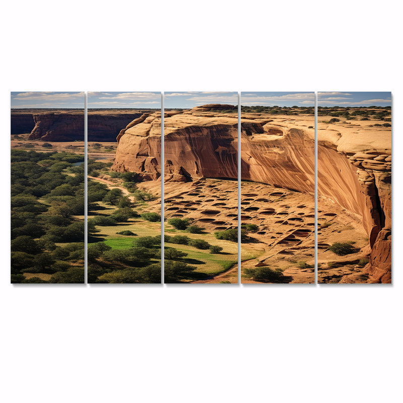 Arizona Sun OVer High Mountains - Canyon, art mural sur toile 5 pièces, H 28 po x l 60 po