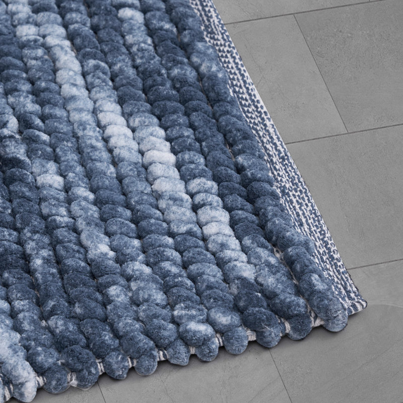 French Connection Space Dye Chunky Chenille Bath Rugs, Blue