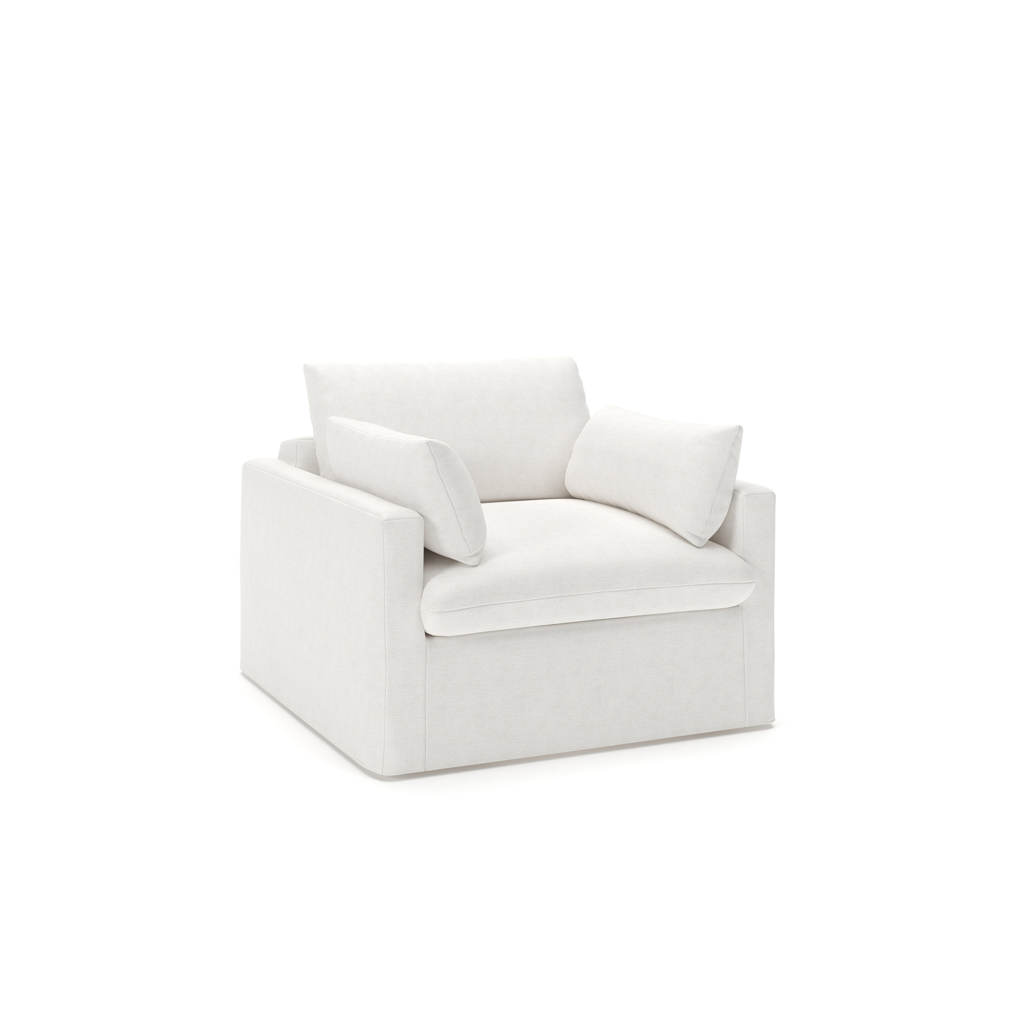 Luna Slipcovered Chair and a Half, Nomad Snow Crypton® Chenille