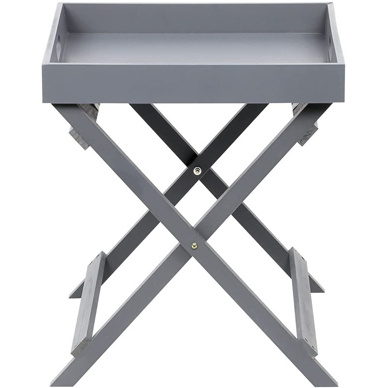 Taylor Tray Top Cross Legs End Table, Grey
