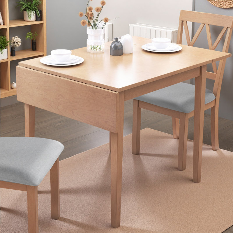 Table de salle à manger extensible de 29 à 45 po pour 4 personnes, table de cuisine pliante avec pieds en bois d'hévéa, table de salle à manger peu encombrante pour le salon, la cuisine, la salle à manger et les petits espaces