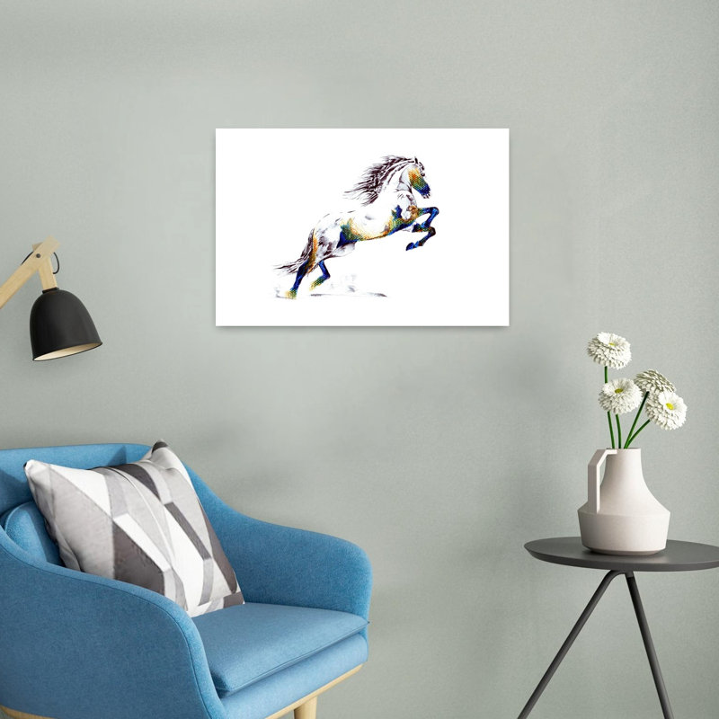 Affiche murale abstraite et colorée d'un cheval cabré vibrant, H 16 po x l 24 po