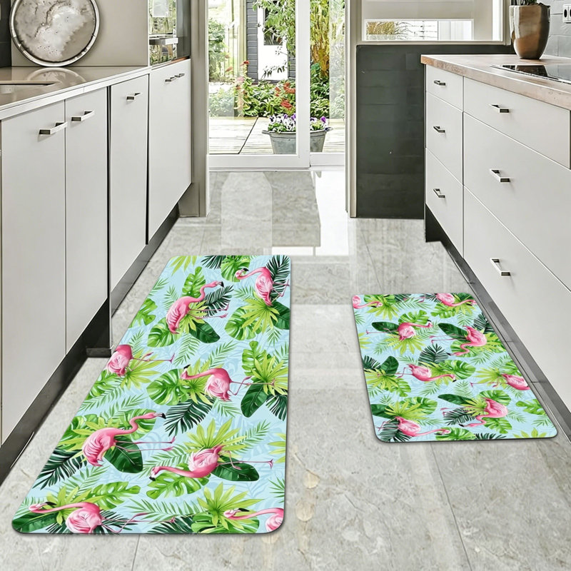Tapis de cuisine tropicale à motif de feuilles de palmier tropicales 2 pièces