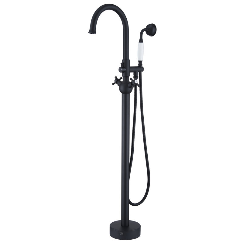 2 Handle Freestanding Tub Filler with Diverter, Matte Black