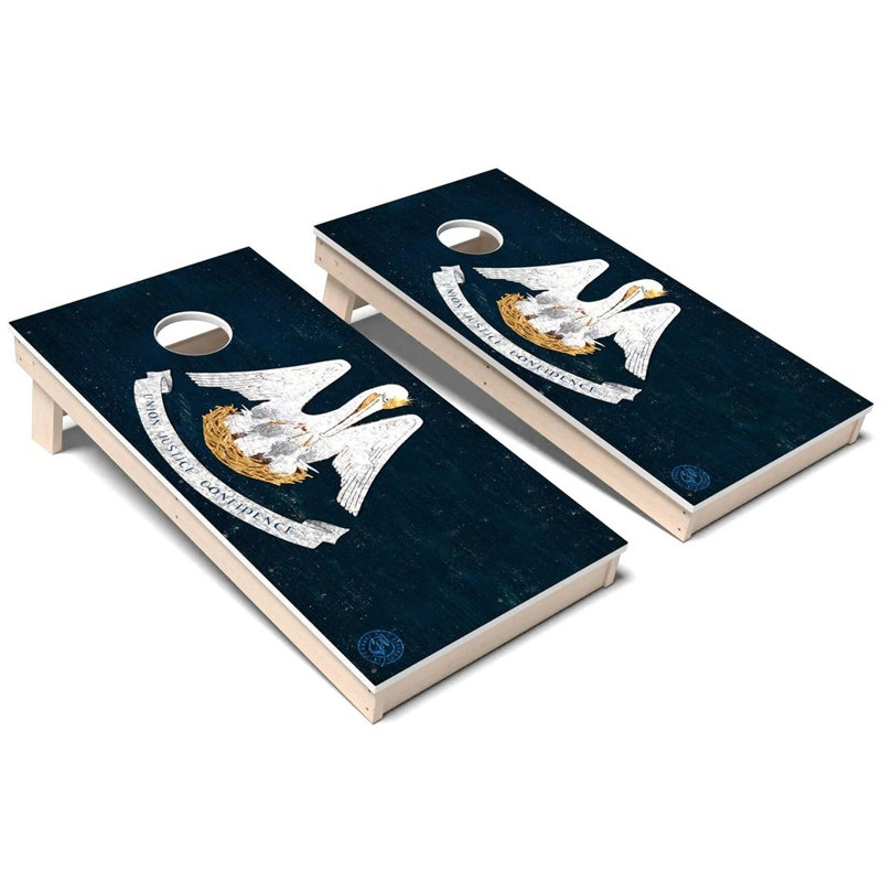 Ensemble de planches de cornhole en polychromie toutes saisons Louisiana State, Ajouter un étui et des lumières