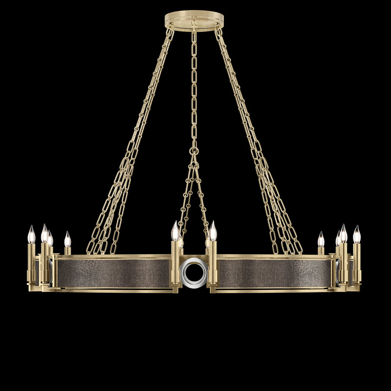 Mirage 12 - Light Chandelier, Pebble/Nickel/Soft Gold Leaf