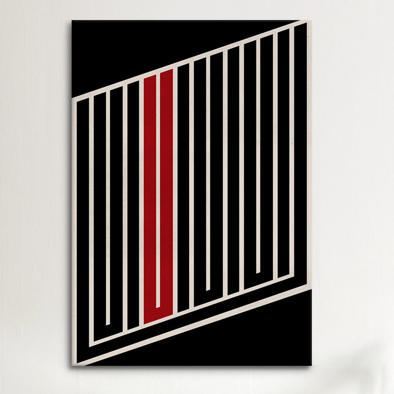 Albree Modern Maze, impression sur toile, H 26 po x l 18 po x P 1,5 po, Toile avec cadre flottant noir, Pas de tapis