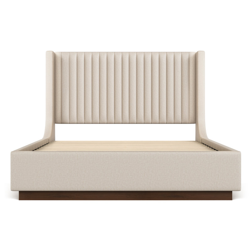 Buzio Upholstered Wood Base Bed, Queen, Dark Linen
