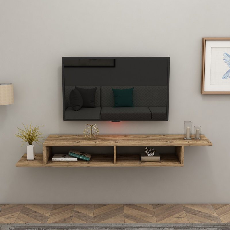 Meuble télé moderne, couleur pin atlantique, 47,2 po x 11,6 po x 7,2 po | 100% panneau de particules enduit de mélamine, épaisseur: 0,7 pouce | Conception rustique et contemporaine, parfaite pour le salon et les espaces de divertissement