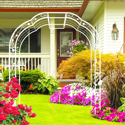 Arche de jardin en métal blanc crème l 74,4 po x H 98,4 po