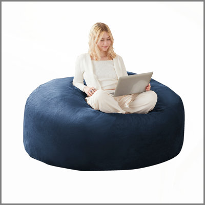 Fauteuil à billes de 4 pi, rembourrage en mousse à mémoire de forme, fauteuil à billes pour adultes et adolescents, canapé moelleux avec housse amovible en flanelle, canapé rond pour le salon, la chambre à coucher, le dortoir d'université