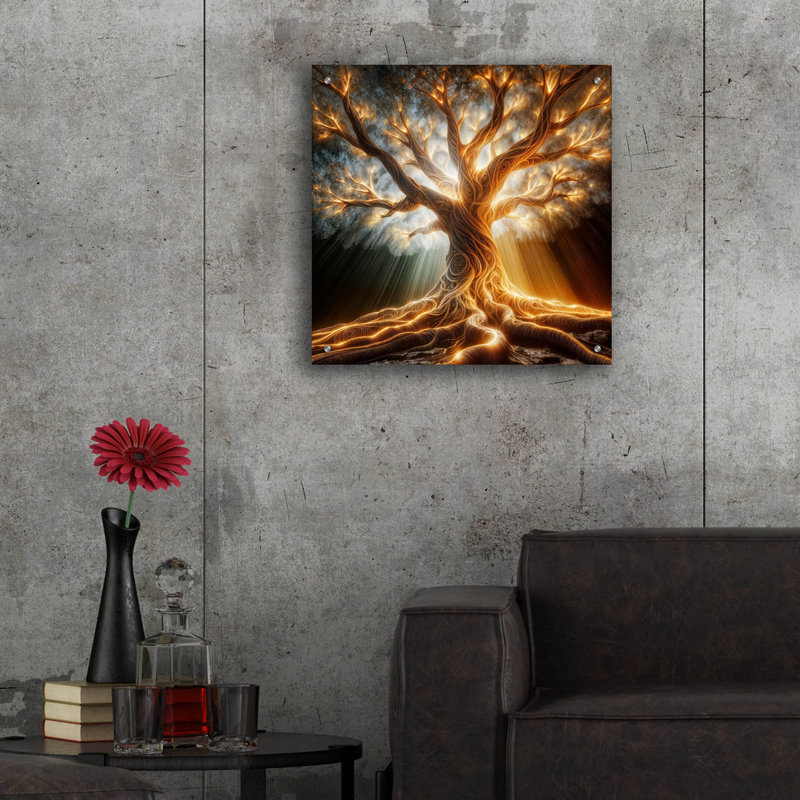 «Tree Glow 1» par Rey Klimt, art mural en verre acrylique, H 12 po x l 12 po x P 0,13 po