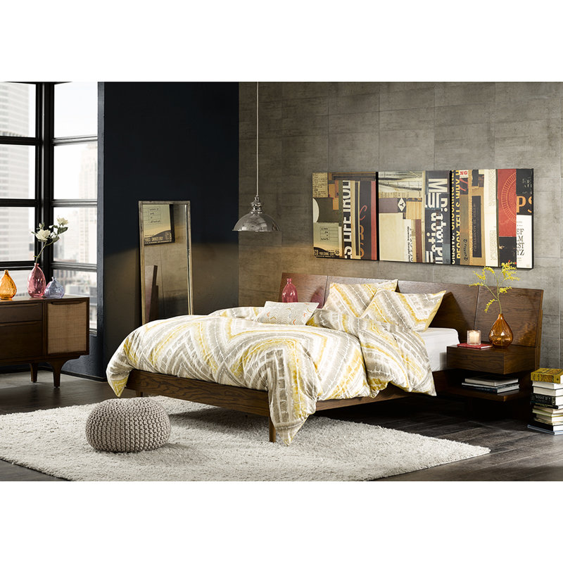 Bed With 2 Built-In Nightstands In Pecan King Concealed Accumulation Pecan, Wood Construction, King